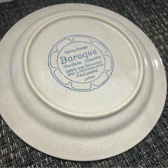 Hearthside Stoneware 2 Salad Plates Spring Garden Baroque Vintage 1970 7.5” - Picture 4 of 9